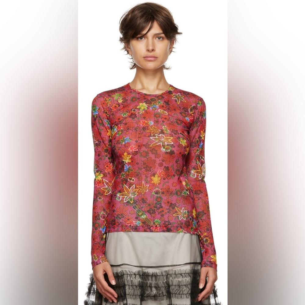 Molly Goddard Multicolor Freddie Blouse Mesh Floral Top 12